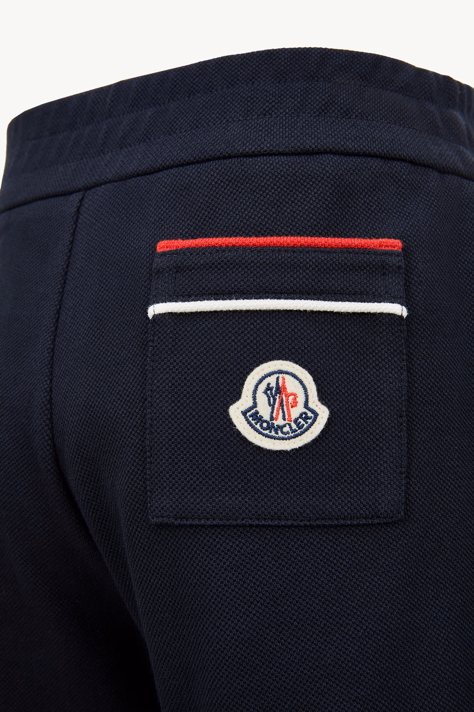 Shorts de piqué de algodón con ribete tricolor Niño Azul marino Moncler 3